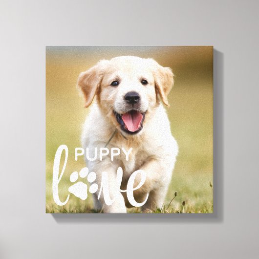 Cute Puppy Love Personalized Photo Pet Hondenliefh Canvas Afdruk (Voorkant)