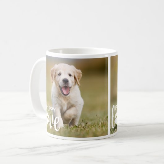 Cute Puppy Love Personalized Photo Pet Hondenliefh Koffiemok (Voorkant links)