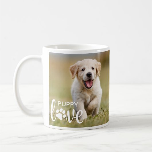 Cute Puppy Love Personalized Photo Pet Hondenliefh Koffiemok (Links)