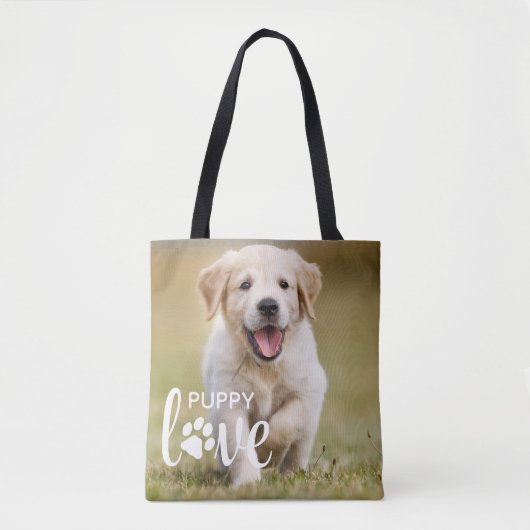 Cute Puppy Love Personalized Photo Pet Hondenliefh Tote Bag (Voorkant)