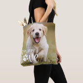 Cute Puppy Love Personalized Photo Pet Hondenliefh Tote Bag (Dichtbij)