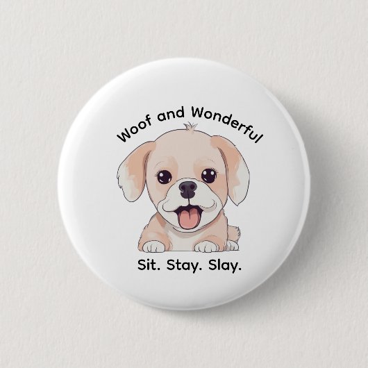 Cute Puppy Lovers Stylish Dog Mom Button (Voorkant)