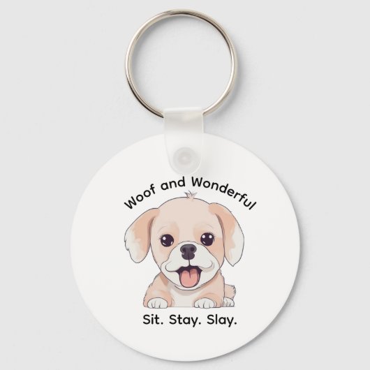 Cute Puppy Lovers Stylish Dog Mom Keychain (Voorkant)