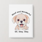 Cute Puppy Lovers Stylish Dog Mom Rectangle Button (Voorkant)