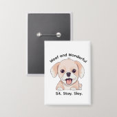 Cute Puppy Lovers Stylish Dog Mom Rectangle Button (Voorkant / Achterkant)