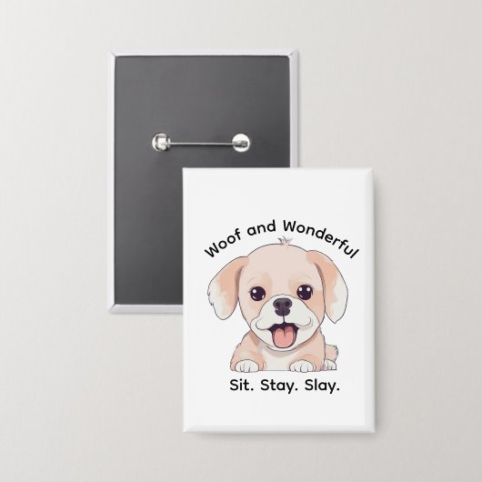 Cute Puppy Lovers Stylish Dog Mom Rectangle Button (Voorkant / Achterkant)