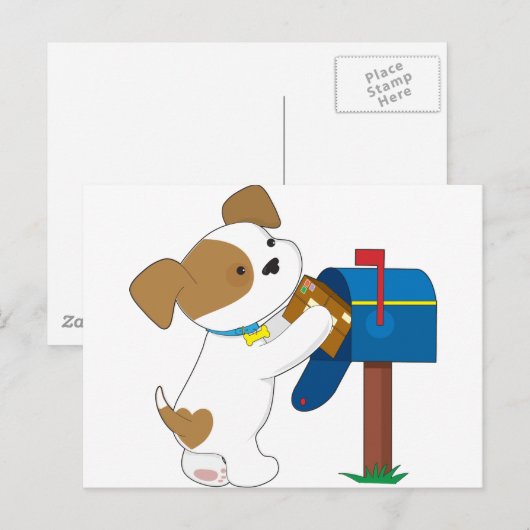 Cute Puppy Mail Briefkaart (Voorkant / Achterkant)