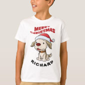 Cute puppy Merry-kerstdouane T-Shirt (Voorkant)