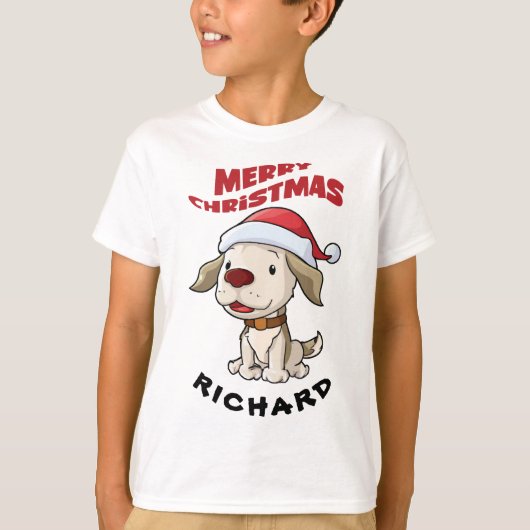 Cute puppy Merry-kerstdouane T-Shirt (Voorkant)