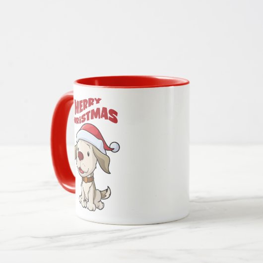 Cute puppy Merry Kerstmis Mok (Voorkant links)