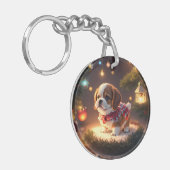 Cute Puppy Merry Kerstmis Sleutelhanger (Voorkant Links)