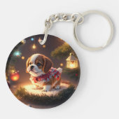 Cute Puppy Merry Kerstmis Sleutelhanger (Achterkant)
