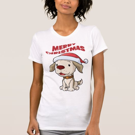 Cute puppy Merry Kerstmis T-shirt (Voorkant)
