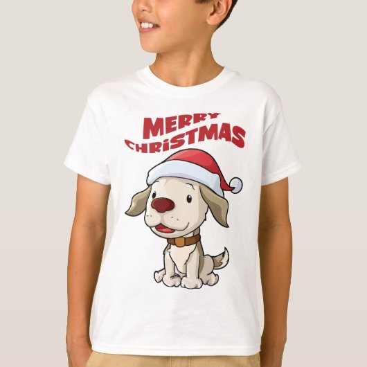 Cute puppy Merry Kerstmis T-Shirt (Voorkant)