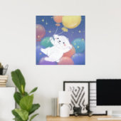 Cute Puppy met Ballonnen & Sterren Poster (Thuiskantoor)