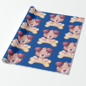 Cute Puppy met Bone Cadeaupapier (Uitgerold)