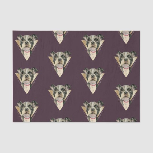 Cute Puppy met Gold Geometric Waterverf Pattern Tissuepapier (Voorkant)