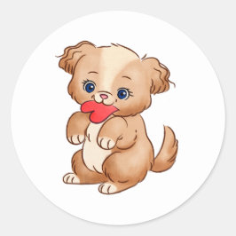 Cute Puppy Met Hart Sticker | Hondenliefhebber Dec