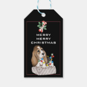 Cute Puppy met kerstlampjes Cadeaulabel (Voorkant)