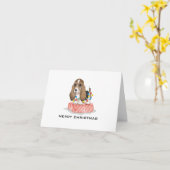 Cute Puppy met kerstlampjes Kaart (Gele Bloem)