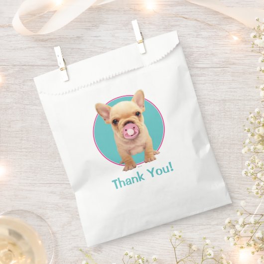 Cute Puppy met Pacifier Bedankzakje (Geknipt)