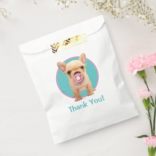 Cute Puppy met Pacifier Bedankzakje (Gezegeld)