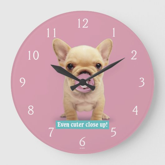 Cute Puppy met Pacifier Grote Klok (Voorkant)