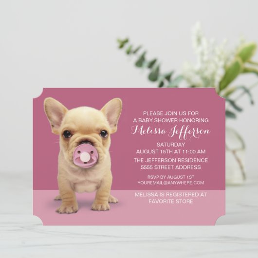 Cute Puppy met Pacifier Kaart (Staand voorkant)