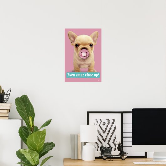 Cute Puppy met Pacifier Poster (Thuiskantoor)