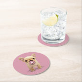 Cute Puppy met Pacifier Ronde Kartonnen Onderzetter (Insitu)