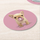 Cute Puppy met Pacifier Ronde Kartonnen Onderzetter (Gebogen)
