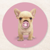Cute Puppy met Pacifier Ronde Kartonnen Onderzetter (Voorkant)