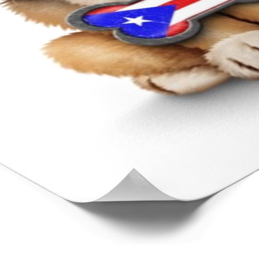 Cute Puppy met Puerto Rican Flag Dog Label, White Poster (Hoek)