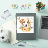 Cute Puppy met Spring Flowers Sticker (iPad Cover)