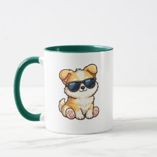 Cute Puppy met Zonnebril Kawaii Design Mok
