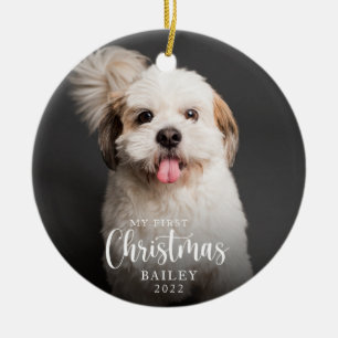 Cute Puppy Mijn eerste kerstfoto Keramisch Ornament