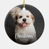 Cute Puppy Mijn eerste kerstfoto Keramisch Ornament (Achterkant)