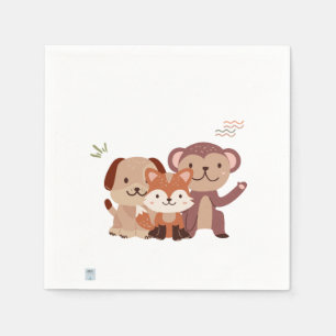 Cute Puppy Monkey Fox Napkins Servet