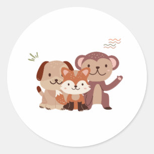 Cute Puppy Monkey Fox Stickers