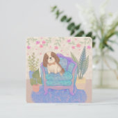 Cute Puppy on Vintage Armchair Illustration Kaart (Staand voorkant)