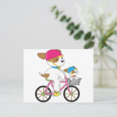 Cute Puppy op Bike Briefkaart (Staand voorkant)