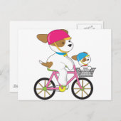 Cute Puppy op Bike Briefkaart (Voorkant / Achterkant)