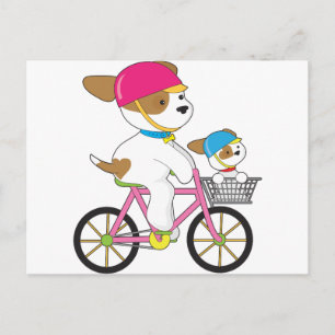 Cute Puppy op Bike Briefkaart