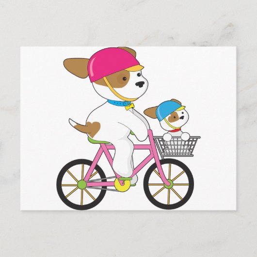 Cute Puppy op Bike Briefkaart (Voorkant)