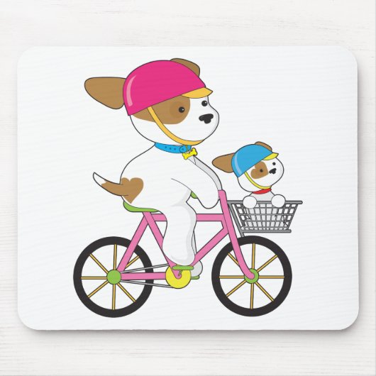 Cute Puppy op Bike Muismat (Voorkant)