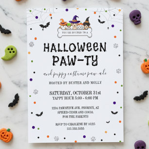 Cute Puppy Parade Halloween Dog Pawty Kaart