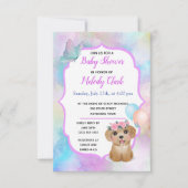 Cute Puppy Pastel Waterverf Baby shower Uitnodigen Kaart (Voorkant)