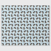 Cute Puppy Pattern Blue Cadeaupapier (Vlak)