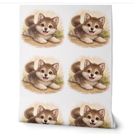 Cute Puppy Pattern Wallpaper Nursery Kids Behang (Afrollen)