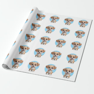 Cute Puppy Pattern Wrapping Paper for Gifts Cadeaupapier